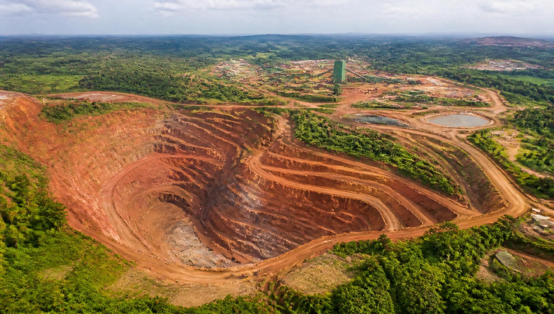 Vue aérienne de la mine de Kamfundwa